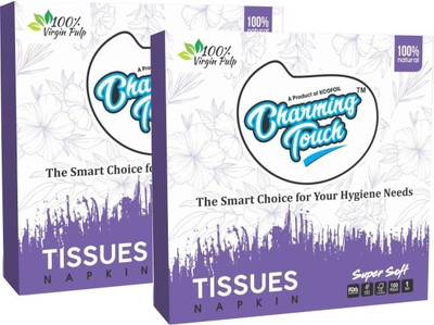 Kcofoil Charming Touch Tissue Napkins 1 Ply 30 * 30 Net Quantity 100 Pulls. Pack Of 2 Purple Paper Napkins(2 Sheets)