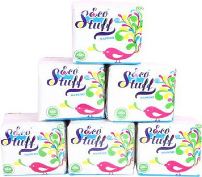 Eco Stuff Soft Tissue Paper White Napkin Pack of 6*100 White Paper Napkins(6 Sheets)