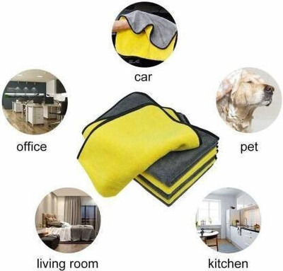karan Pack of 5 Lint Free Dual Sided Vehicle, Glass & floor Cleaning Cloth NCC3.414 Wet and Dry Microfiber Cleaning Cloth(5 Units)