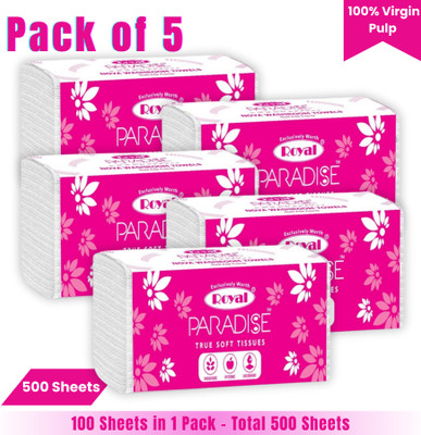Royal Paradise Paper Napkin Multipurpose Tissue Paper/White Paper Napkin Pack Of 5 White Paper Napkins(500 Sheets)