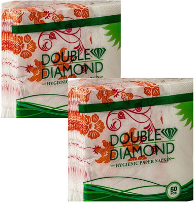 DOUBLE DIAMOND Hygienic Paper Napkins-Pack Of 2, White, range Paper Napkins(100 Sheets)