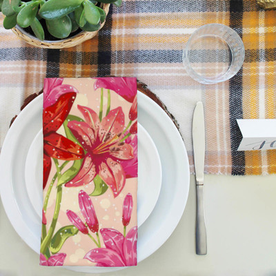 Artzfolio Dots & Leaves Table Napkin 16 x 16 inch (41 x 41 cms); SET OF 6 PCS Multicolor Cloth Napkins(6 Sheets)