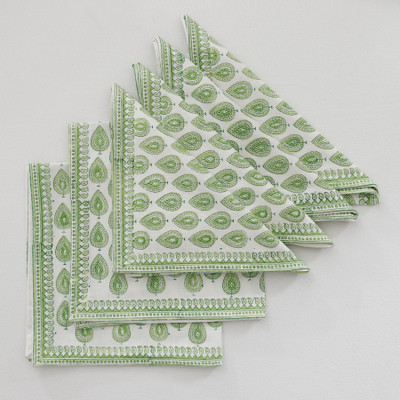 RATAN CART Napkin Set of 6 Sage Green Cloth Napkins(6 Sheets)