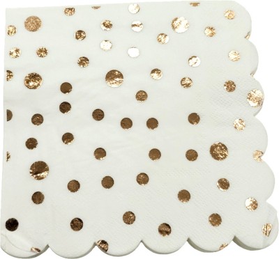 Overstock Die-Cut Polka Theme Napkins of 3Ply Paper for parties | Rose Gold White, Rose Gold Paper Napkins(40 Sheets)