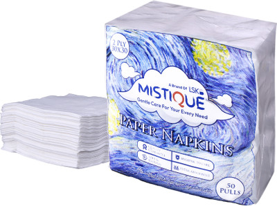 Mistique 2 Ply 50 Pulls Tissue Paper Napkins 30x30 cm White Paper Napkins(50 Sheets)