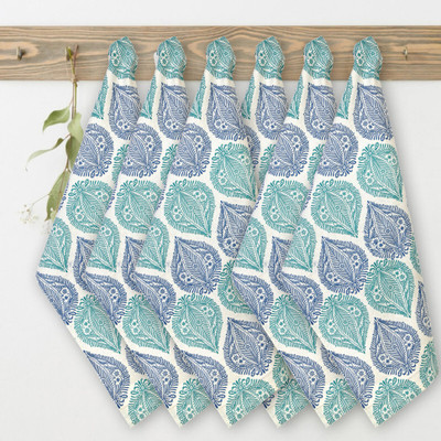 Texstylers Printed Tea Towels_03 Blue Abstract Cloth Napkins(6 Sheets)