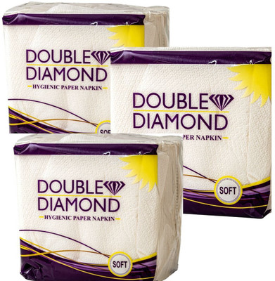 DOUBLE DIAMOND Soft Hygienic Paper Napkins for Dining Table pack of 3 White Paper Napkins(285 Sheets)