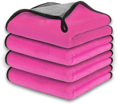 CoreValues Pack of 4 Heavy Double Sided Microfiber Cloth for Cleaning MCT30x4.61 Sponge Wipe(Regular)