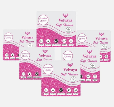 Velvaya 1 Ply Soft Tissue Paper Napkins - Pack of 6(50 Pulls Per Pack, 300 Sheets) White Paper Napkins(300 Sheets)