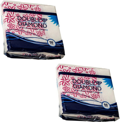 DOUBLE DIAMOND White with Pink Floral Design-Pack Of 2 | White Paper Napkins(100 Sheets)