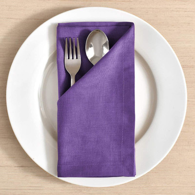 FINGERCRAFT Table Napkins Cotton Linen Blended Cloth Napkins, Dining and Kitchen Napkins Purple Cloth Napkins(6 Sheets)