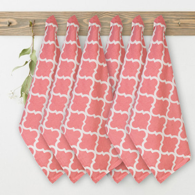 Texstylers Printed Tea Towels_08 Red Cloth Napkins(6 Sheets)