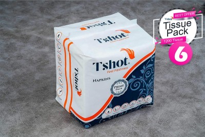 Tshot Soft Tissue Paper Napkin For Face, Home, Restaurant 600Tissue (Pack Of 6) White Paper Napkins(600 Sheets)