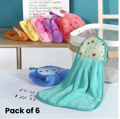 VarniEcom Microfibre Wash Basin Towel and Kitchen Napkins(Set of 6) Multicolor Cloth Napkins(6 Sheets)
