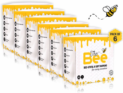 The Bee Tissue Paper Napkins 100 Pulls 1 Ply White Paper Napkins(6 Sheets)
