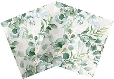 Home Treasures Eucalyptus Paper Napkins | 3-Ply Decorative Party Napkins | Soft & Absorbent White Paper Napkins(40 Sheets)