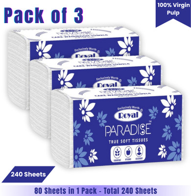 Royal Paradise Paper Napkin Multipurpose Tissue Paper/White Paper Napkin Pack Of 3 White Paper Napkins(240 Sheets)