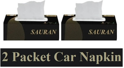 Sauran Pack Of 2 (2 Ply) Soft Tissue Paper Box For Car, Home, Office (CN7) White Paper Napkins(2 Sheets)