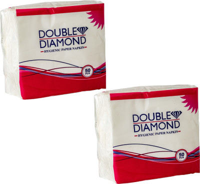DOUBLE DIAMOND Hygienic Paper Napkins-Pack Of 2 (1 Ply) White Paper Napkins(100 Sheets)