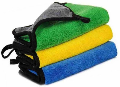 SNAN Microfiber Vehicle Washing Cloth 620GSM PACK OF 3 Multicolor Cloth Napkins(3 Sheets)