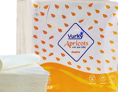 Vurky 2 Ply Apricots Soft and Silky Tissue Napkins - Pack of 1 (50 Pulls, 50 Sheets) White Paper Napkins
