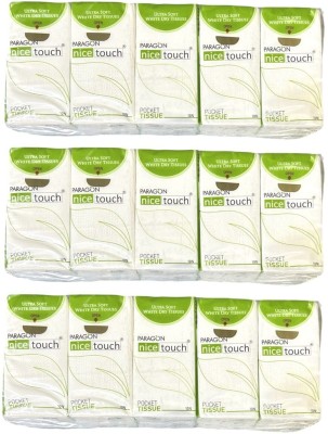 Nice touch Pocket Tissue | Pack of 10 Individual Packets | 3-Ply Tissues |Pack of 3 White Paper Napkins(3 Sheets)