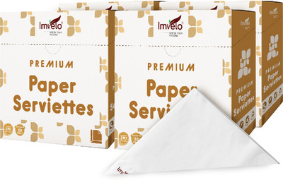 IMVELO 2-Ply Napkin Pack of 4 | 50 Pulls | Perfect for Daily Indoor & Outdoor Usage White Paper Napkins(200 Sheets)