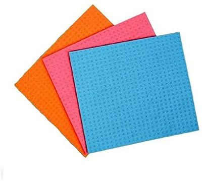 NAVYA Wet Kitchen Cleaning Cloth Environmentally Friendly Cellulose Cloth Napkins Multicolor Cloth Napkins(3 Sheets)