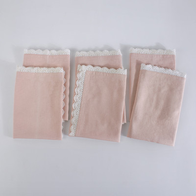 FINGERCRAFT Table Dinner Napkins Premium Lace Edges, Solid Color 20x20 Inches Reusable Pink Cloth Napkins(6 Sheets)