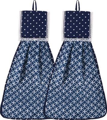KUBER INDUSTRIES 2 Pcs Microfiber Wash Basin Napkin Towel with Hanging Loop | Circle - Blue Blue Cloth Napkins(2 Sheets)