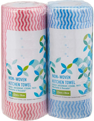 PuthaK Non Woven kitchen washable /reusable towel 80 pulls Blue, Red Paper Napkins(2 Sheets)