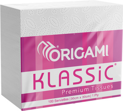 Origami Klassic 1 Ply Pack of 1 White Paper Napkins(100 Sheets)