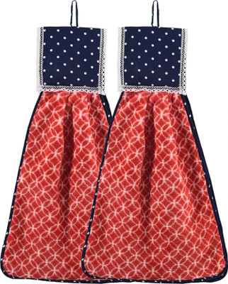 HOMESTIC 2 Pcs Microfiber Wash Basin Napkin Towel with Hanging Loop | Circle - Red Red Cloth Napkins(2 Sheets)