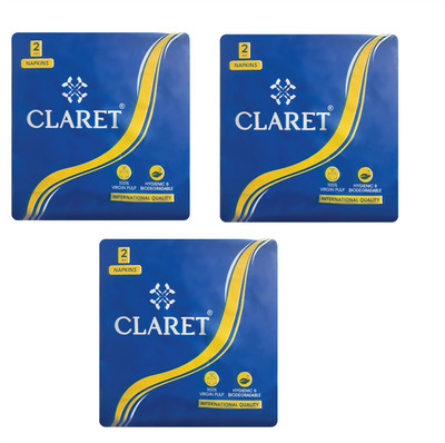 CLARET Soft & Natural 40x40 cm Paper Napkins - 2-Ply, 50 Pulls Per Pack, Pack of 3 White Paper Napkins(3 Sheets)
