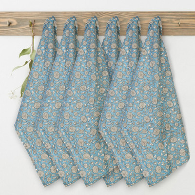 Texstylers Printed Tea Towels_10 Firozi Cloth Napkins(6 Sheets)