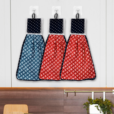 KUBER INDUSTRIES Napkin|Circle Washbasin Hanging Napkin|Kitchen Towel with Ties|Pack of 3 Multicolor Cloth Napkins(3 Sheets)
