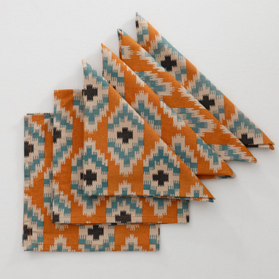 RATAN CART Napkin Set of 6 Mustard Cloth Napkins(6 Sheets)