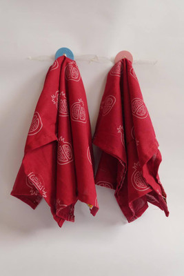 Amrutkala Tea Towel, Patterned/Red30x40 cm Red Cloth Napkins(2 Sheets)