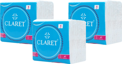 CLARET Soft Paper Napkins, 27x30cm, 1-Ply, 80 Sheets/Pack, Pack of 3 White Paper Napkins(3 Sheets)