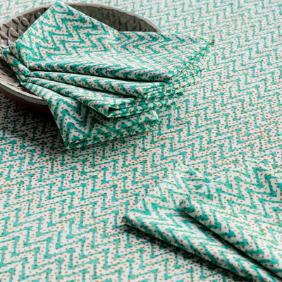 THE FAR STORE Coastal Breeze |Table Napkins| Green Cloth Napkins(6 Sheets)