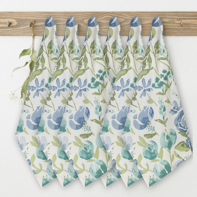 Texstylers Printed Tea Towels_23 Teal & Green Cloth Napkins(6 Sheets)