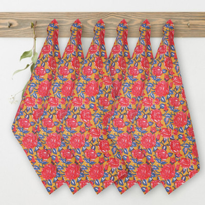Texstylers Printed Tea Towels_19 Mustard & Red Cloth Napkins(6 Sheets)