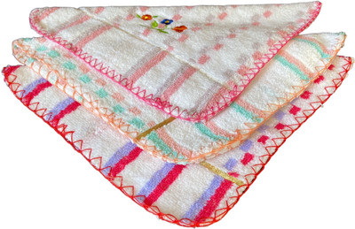 Bravonix BN_FC_TWL_ST3_02 White, Multicolor Cloth Napkins(3 Sheets)