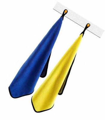 SNAN Microfiber soft cloth 520GSM pack of 2 YELLOW AND GREY Cloth Napkins(2 Sheets)