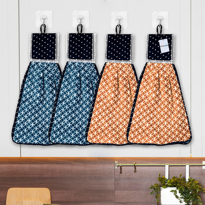 HOMESTIC by Kuber Industries Circle Washbasin Hanging Napkin |Pack of 4|Blue & Brown Multicolor Cloth Napkins(4 Sheets)