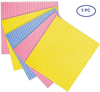 NAVYA Wet Kitchen Cleaning Cloth Environmentally Friendly Cellulose Cloth Napkins Multicolor Cloth Napkins(5 Sheets)