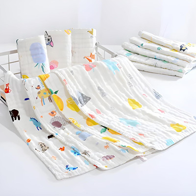 Babking Muslin 6 Layer Cotton Face Towels for Newborn White Cloth Napkins(5 Sheets)
