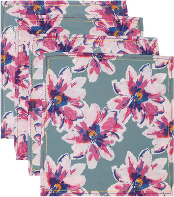 RATAN CART Pure Cotton Napkin Set Of 4 Aqua Cloth Napkins(4 Sheets)