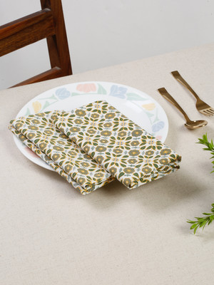 RATAN CART Pure Cotton Napkin Set Of 4 Yellow Cloth Napkins(4 Sheets)