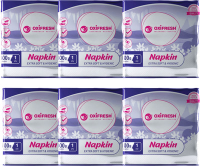 Oxi Fresh Napkin 100 Gram 6 in 1 Ultra Soft & Hygienic 1 Ply Multipurpose White Paper Napkins(6 Sheets)